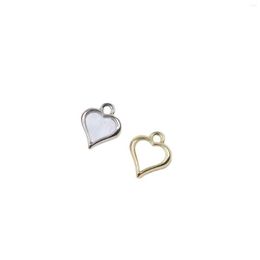 Charms Eruifa 6Pcs 10Mm Mini Heart Flat Plastic Coin Zinc Alloy Necklace Earring Bracelet Jewellery Women Girl Diy Handmade 2 Colours Dro Dhlkx