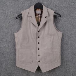 Men's Vests Spring Export To Japan First Sheepskin Genuine Leather Clothing Slim Body Vest Special Craft