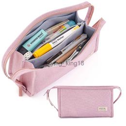 Pencil Bags Angoo Dual-side Handle Pencil Bag Pen Case Large Portable Storage Pouch Handbag for Stationery School Student Travel Office F989 HKD230831
