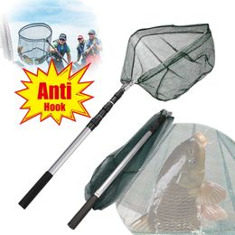 Fishing Accessories Telescoping Fishing Landing Net Aluminium Alloy 190/130/55cm Retractable Fishing Folding Net Hand Net Pole Fishing Accessories 230831