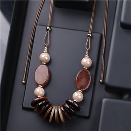 Pendant Necklaces Long Rope Chain Beaded Necklace For Women Jewellery Accessories Super Natural Resin Fashion Vintage Party Gift 230831