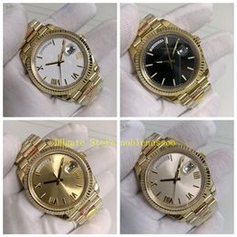 6 Style Real Po Yellow Gold Watch 904L Steel Men 40mm Date Champagne Roman Dial White Black Automatic Bracelet V12 Luminous Cal3058