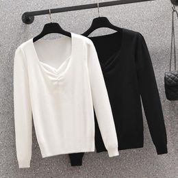 Women's Sweaters Oversized 2023 Knitting Pullover Top Fashion Autumn Winter Sweater Women Chic Cross Sexy V-neck Knit Slim Jumper Pull Femme