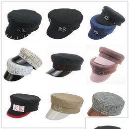 Beretler Basit Rb şapka kadınlar erkekler sokak moda tarzı sboy şapkaları siyah düz üst kapaklar damla gemi kapağı 220511 Teslimat aksesuarları eşarplar gl dhhbu