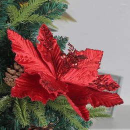 Decorative Flowers Christmas Artificial Flower Festive Tree Ornaments Shiny For Long-lasting Home Decoration Xmas