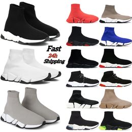 2023 Designer Luxurys Sock Sapatos Speed Trainer Sapatos Casuais para Homens Mulheres Clear Sole Preto Branco Vermelho Azul Bege Lace Mid Neon Amarelo Mens Sports Sneakers Tênis