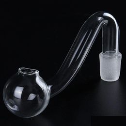 Tubi per fumatori Trasparente 10Mm Giunto maschio Spessore Vetro Pyrex Bruciatore a olio Tubo Tabacco Ciotola piegata Narghilè Adattatore Bong Shisha Tubo Fumo Chiodo Bu Dhews