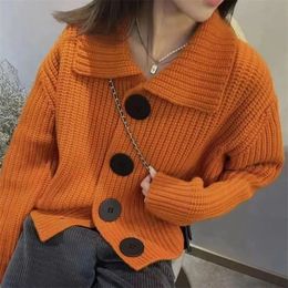 Womens Sweaters Spring And Autumn Korean Fashion Big Button Knitted Cardigan Sweater Coat Versatile Casual Female 230831