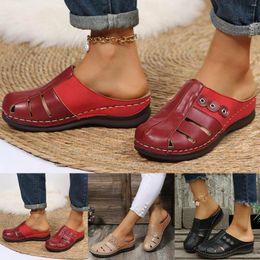 Sandals Fashion Summer Women's Solid Color Wedge Heel Thick Sole Round Toe Hollow Breathable