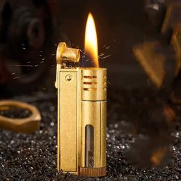 Retro Windproof Kerosene Cigar Pipe Flint Lighter Metal Outdoor Free Fire Grinding Wheel Journey Gadgets Men Gift 6LEI