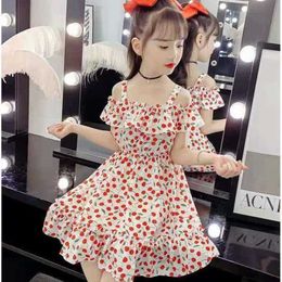 Girl's Dresses Summer Party Dress for Kids Girl Fashion 2023 New Children's Floral Princess Suspenders One Shoulder Dresses 2 To Years Old R230831