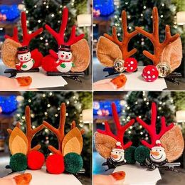 2023 New Hair Band Deer Horn Hair Clip Girls' Hair Accessories Christmas Headwear Children's Small Jewelry Hair Clip