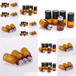 Perfume Bottle 600Pcs/Lot Empty Mini 2Ml Amber Roll On Glass Bottles Essential Oil Liquid Per With Metal Roller Ball Small Sample Dr Dh1Lv