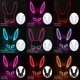 Party Masken Karneval EL Wire Bunny Masque Masquerade LED Nachtclub Kaninchen Masken Karneval Geburtstag Hochzeit Gesichtsmaske T9I002437