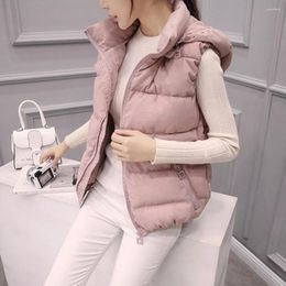 Women's Vests Women Hooded Vest Detachable Hat Zipper Pockets Solid Colour Thicken Cardigan Keep Warm Style Sleeveless Jacket Autumn Clothing