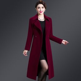 Women's Wool Blends Women Woolen Coat Autumn Winter Jacket Elegant Long Coat Female Jacket Wool Blends Coat High Quality Abrigos Mujer 230830