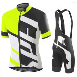 Racing Sets Men's Sportswear Summer Team Cycling Jersey Set Short Sleeve Bicycle Clothing Road Bike Uniform Hombre