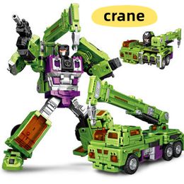 NBK 대형 크기의 Devastator 6 in 1 Transformation Toys Robot Robot Delcavator Toy Transformer Model Kit Action 그림 장난감 소년 건설 차량 아이 장난감