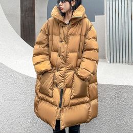 Women's Down XUXI Women Cotton-Padded Clothes 2023 Winter Medium And Long Thickened Sleeve Stitching Hooded Coat E3855