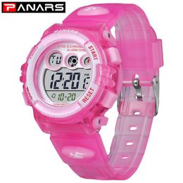 PANARS Red Chic New Arrival Kid's Watches Colorful LED Back Light Digital Electronic Watch Waterproof Swimming Girl Watches 8223b