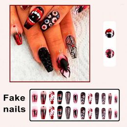 False Nails Art Press On Diy Nail Designs Eye-catching 3d Halloween Spooky Eyeball Spider Fangs Easy Removal For Cosplay