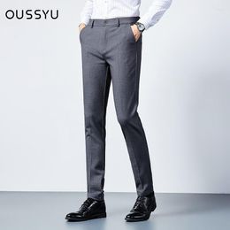 Pantaloni da uomo OUSSYU vestito da lavoro di marca da uomo casual formale slim fit primavera autunno maschio classico da ufficio pantaloni dritti lunghi