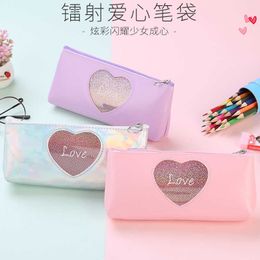 Learning Toys Pencil Case Laser love School Pencil Box Pencilcase Pencil Bag School Supplies Stationery