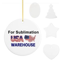 Sublimatable Outdoor Holiday Indoor Hanging Home Decoration Blanks Sublimation Christmas Ceramic Ornaments