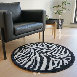 Carpets Zebra Pattern Round Carpet Computer Chair Dining Single Sofa Coffee Table Study Bedroom Home Floor Mat 230831