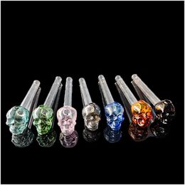 Smoking Pipes 5.3 Skl Face Colorf Thick Pyrex Oil Burner Glass Pipe Handcraft Nail Burning Transparent Moutiece Cigarette Smoke Drop D Dhzak