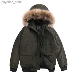 Men's Down Parkas Men Winter Warm Coat Short Down Jackets Fashion Casual Loose Hooded Thickening White Duck Down Jacket Collar Detachable Q230831