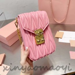 MM pleated mobile phone bag, Mini delicate, women's mobile phone bag, crossbody bag, chain bag, fashion elegant, candy color bag Size: 13*18 825990