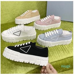 Designer brand canvas shoes platform luxury women's nylon platforms booster casual shoes Sneaker small white shoelace box