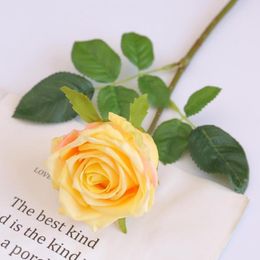 Decorative Flowers Fake Flower Eye-catching Vibrantly Coloured Arrangement Long Stem Silk Rose Artificial Home Improvement