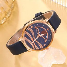 Wristwatches 5pcs Set Women Fashion Quartz Watch Female Clock Moon Dial Design Watches Simple Ladies