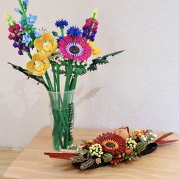 Vehicle Toys FIT 10313 10314 10280 Wildflower Dried Flower Bouquet Perpetual Home Decoration Plant Potted Model Building Block Gift Kid Set 230830