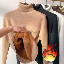 Women's Sweaters Turtle Neck Fleece Sweater Women Winter Warm Elegant Thick Warm Female Knitted Pullover Loose Basic Knitwear Jumper Dropshipping HKD230831