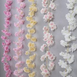 Decorative Flowers 135Head Cherry Blossom Rattan Flower Wedding Home Decoration Air-conditioning Pipe Vines Vine