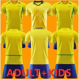 man kids kit 1994 2002 BRAZlL retro soccer jersey ronaldo ROMARIO KAKA RONALDINHO RIVALDO maillot de futol r.carlos BraziI brazilian Football shirt 6666