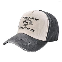 Ball Caps Женщины хотят, чтобы я Fish Fear Fearsed Vintage Cotton Baseball Cap Snapback Trucker Hiking Шляпа