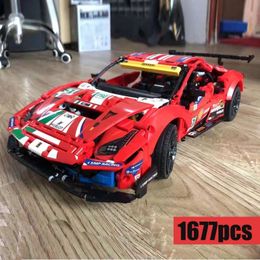 Vehicle Toys 488 GTE 'AF Corse Racing Super Sport Car Fit 42125 Model Building Block Bricks MOC Diy Toy Gift Kid Birthday 230830