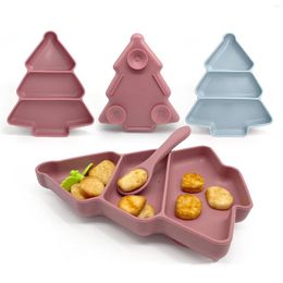 Bowls Toddler Christmas Tree Shape Suction Plates Odor-Free And Non Toxic Materials For Children Kid Baby Toddlers