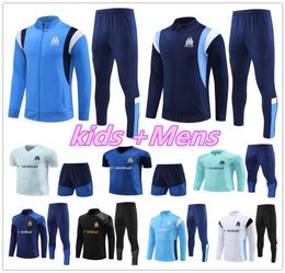 2023-2024 Marseilles trascksuit jacket MEN AND KIDS set Football Soccer Training Suit 23/24 ALEXIS OM Survetement Maillot Foot Chandal