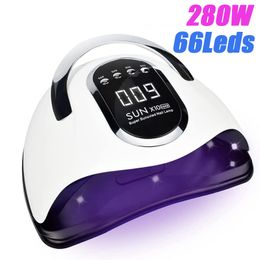 Nail Dryers 66LEDs Powerful UV LED Lamp For Drying Gel Polish Dryer With Motion Sensing Professional Lampe for Manicure Salon 230831