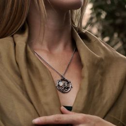 Pendant Necklaces Vintage Antique Silver Color Owl Moonstone Necklace for Women Girls Fashion Bohemian Jewelry Gothic Accessories Gifts 230831