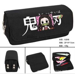 Pencil Bags Anime Demon Slayer Pencil Case Bag Student Storage Bag Tanjirou Nezuko Zenitsu Giyuu Cartoon Pen Box Cosplay Prop Accessories HKD230831