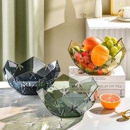 Plates Transparent Fruit Plate Diamond Snack Bowl Flower Home Living Room Coffee Table Dishes Modern Decoration Kitchen Tableware