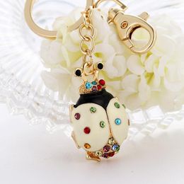 Keychains 2023 Z Fashion And Lovely Rhinestone White Drop Oil Colour Small Bug Bag Key To The Holiday Gift Can Be Customise