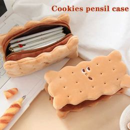 Learning Toys Pencil High Capacity Plush Cookies Pen Bags Cute Cartoon Brown Pen Box for Girls School Supplies Stationary