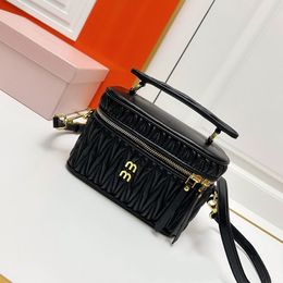 Fold Box Crossbody Bag Fashion Handbags Purse Genuine Leather Removable Strap Golden Hardware Women Plain Shoulder Bags Cosmetic Bag